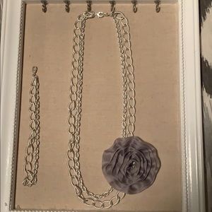 Double layer necklace with detachable brooch